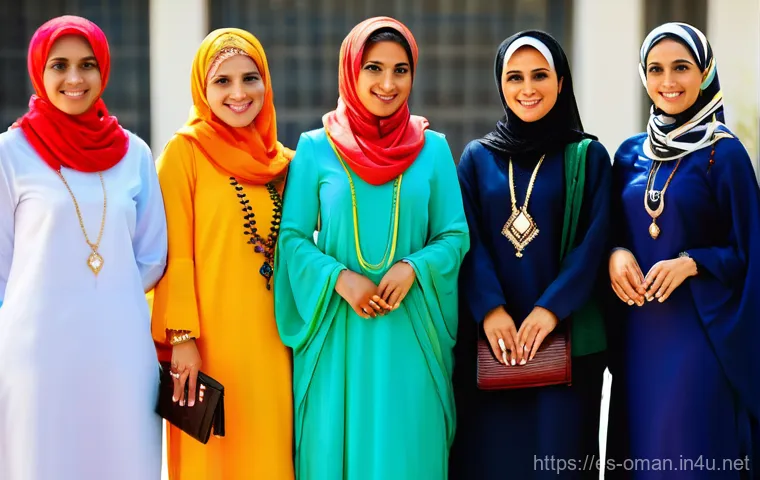 오만의 역사 박물관 리스트 - **Omani male attire:** *Dishdasha* (ankle-length, collarless gown, often white), *muzzar* (turban) o...