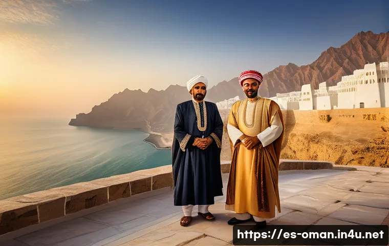오만의 역사적 사건 - A grand historical scene depicting the Sultanate of Oman in the late 17th century: the central figur...