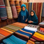 Home 22 오만의 기념품 시장 가격 - A vibrant traditional Omani market scene featuring colorful stalls filled with handcrafted textiles,...